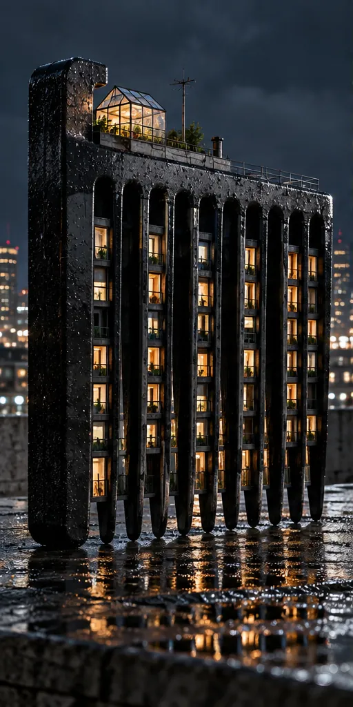 A black hair comb stands on its spine like a tower block in the rain, its windows lit late into the night.